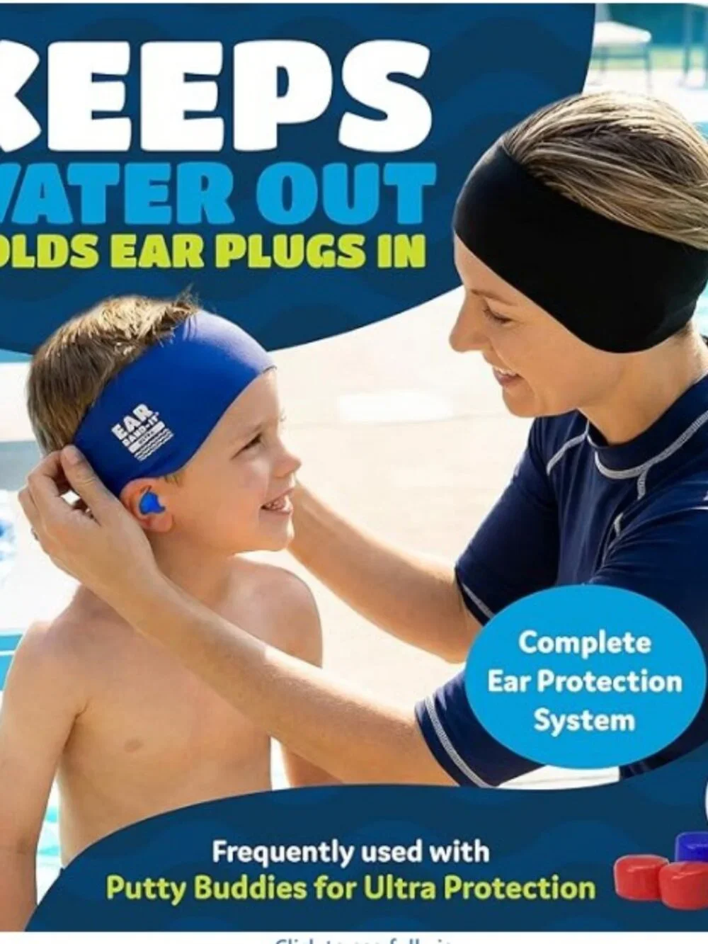 Earvolution Ear Band-It Ultra Swimming Headband for Kids Medium
